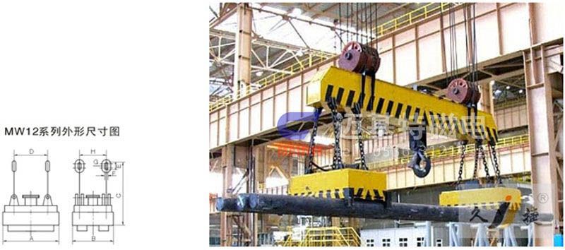 MW12系列、MW15系列吊運(yùn)捆扎螺紋鋼、圓鋼用起重電磁鐵
